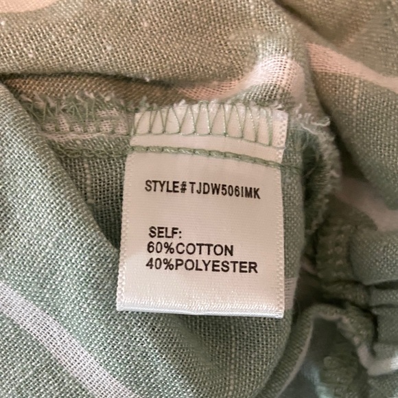 Altar'd State Button Up Down Green White Striped Crop Top Tie XL XLarge collared - Picture 10 of 10